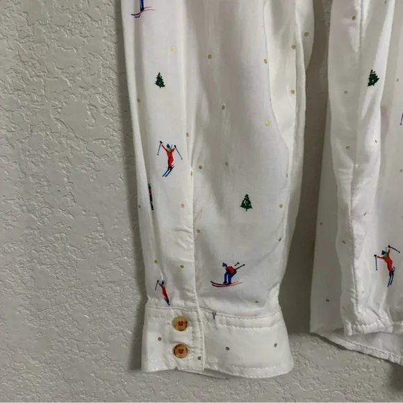 32 of 52 Conversations Anthropologie Blouse Top Womens 16 Skier Novelty Print - Picture 13 of 16